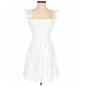 Express white smocked flutter sleeve dress XS